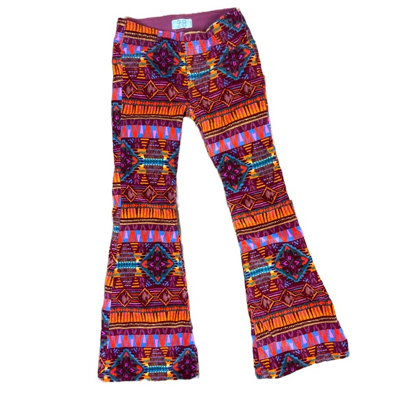 Free people bellbottoms Aztec corduroy velvet stretch pull on pants size… - Picture 3 of 11